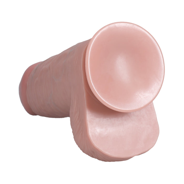 RealRock Extra Thick 10 in. Dildo with Balls Beige