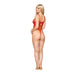 Dreamgirl Gold-foiled Stretch Mesh Teddy with Rhinestone Detailing and Heat-Sealed Edges Ruby L