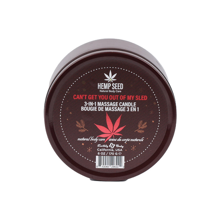 Earthly Body Hemp Seed 3-in-1 Holiday Candle Can't Get You Out Of My Sled 6 oz.