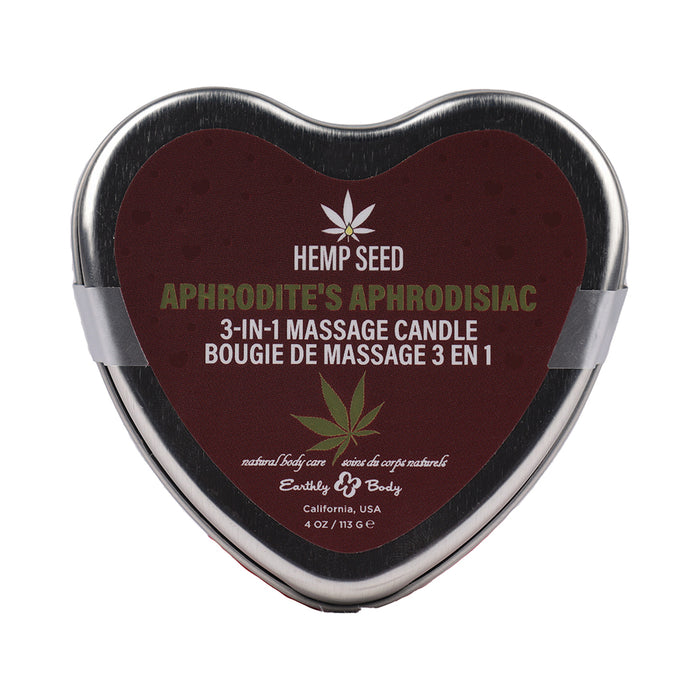 Earthly Body Hemp Seed 3-in-1 Valentines Day Candle Aphrodite's Aphrodisiac 4 oz.