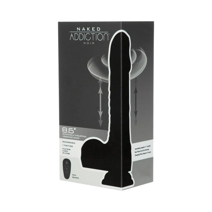 Naked Addiction Noir 8.6 in. Rotating and Thrusting Vibrating Dildo with Remote