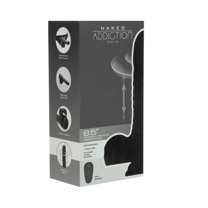 Naked Addiction Noir 8.6 in. Rotating and Thrusting Vibrating Dildo with Remote