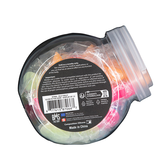 Addiction Silly Willy Glow-in-the-Dark 3.3 in. Silicone Dildo 12-Piece Fishbowl Display