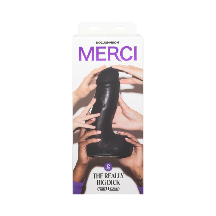 Merci The Really Big Dick 12 in. Dildo with XL Removable Vac-U-Lock Suction Cup Black