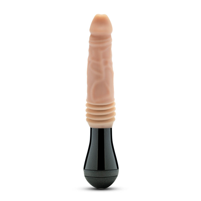 Dr. Skin Silicone Dr. Knight 10.5 in. Thrusting, Gyrating & Vibrating Dildo with Handle Beige