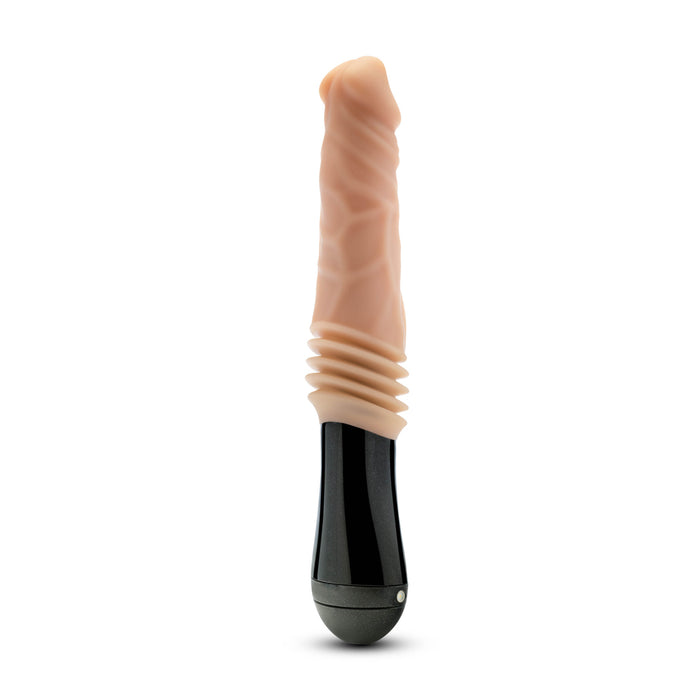 Dr. Skin Silicone Dr. Knight 10.5 in. Thrusting, Gyrating & Vibrating Dildo with Handle Beige