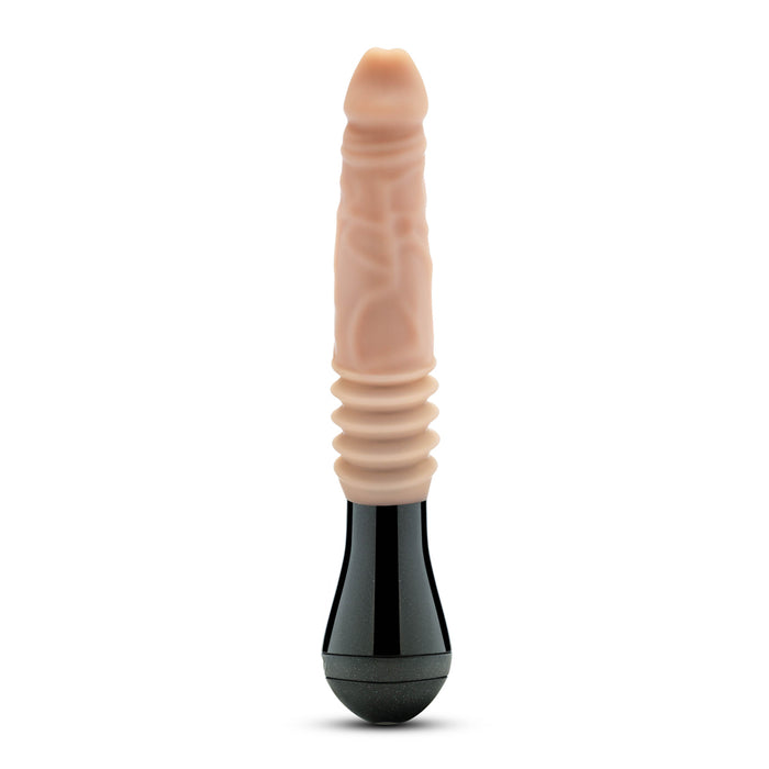 Dr. Skin Silicone Dr. Knight 10.5 in. Thrusting, Gyrating & Vibrating Dildo with Handle Beige
