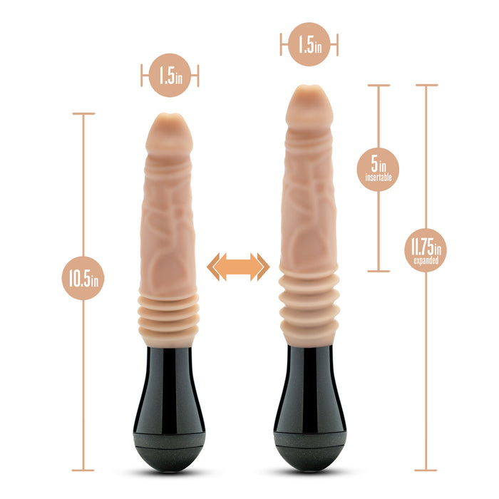 Dr. Skin Silicone Dr. Knight 10.5 in. Thrusting, Gyrating & Vibrating Dildo with Handle Beige