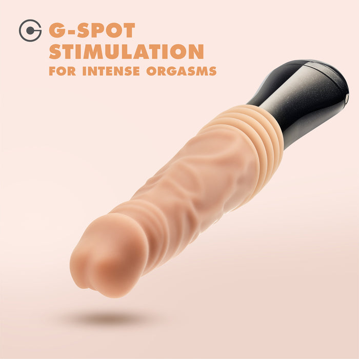 Dr. Skin Silicone Dr. Knight 10.5 in. Thrusting, Gyrating & Vibrating Dildo with Handle Beige