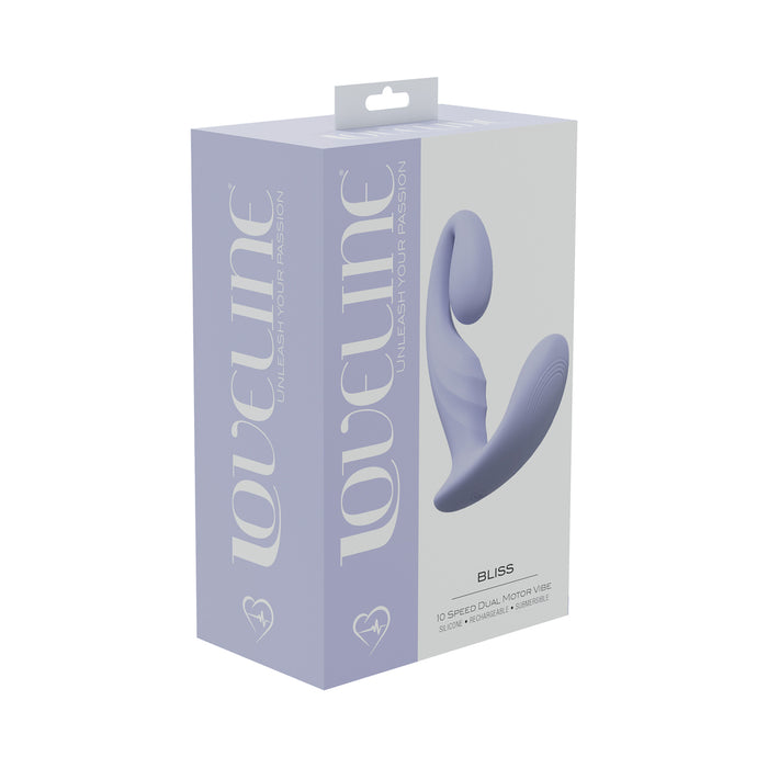 LoveLine Bliss 10 Speed Dual Motor Vibe Sealed Silicone Rechargeable Submersible Lavender