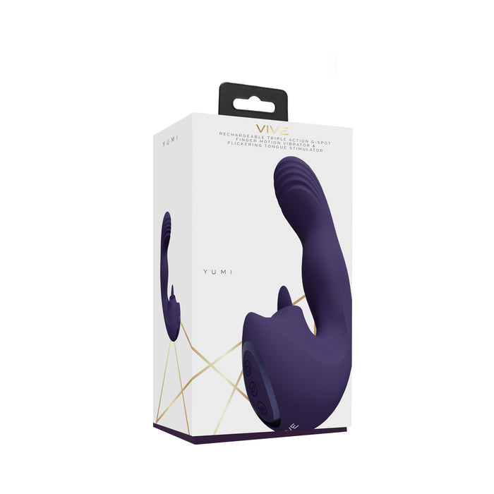 VIVE Yumi Rechargeable Triple Motor G-Spot Finger Motion Vibrator and Flickering Tongue Stimulator Purple
