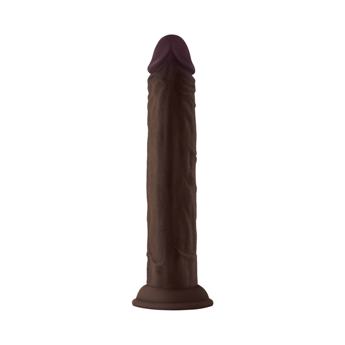 Shaft Model J: 9.5 in. Dual Density Silicone Dildo Mahogany
