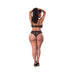 Magic Silk Soft Petals Cupless Bra and Split Crotch Panty Set Black Queen Size