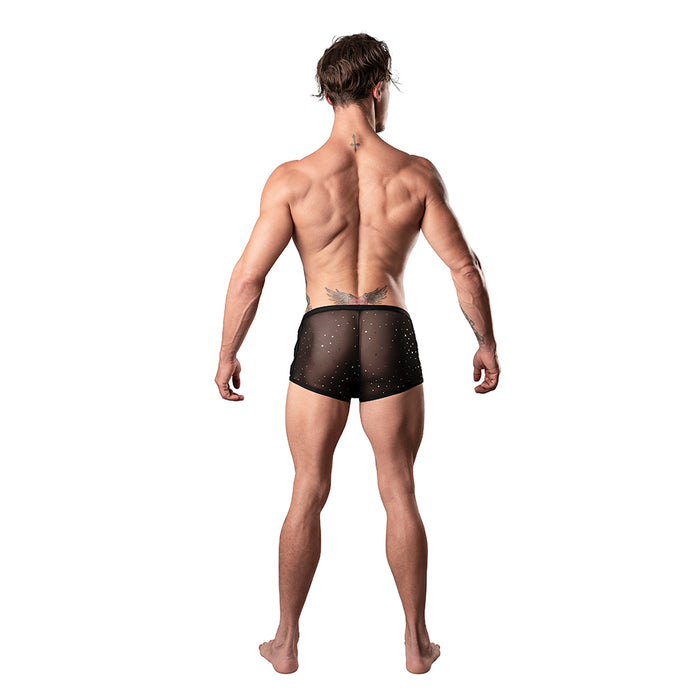 Male Power Show Stopper Mini Short Silver Mesh Dot XL