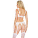 Coquette Pleasure Collection Bra, Garter Belt and Thong White L