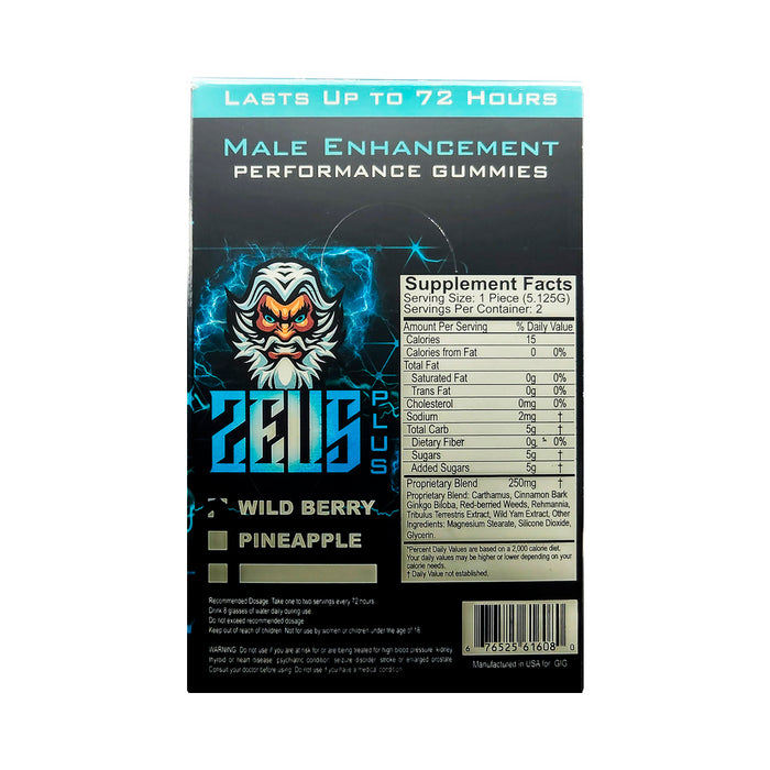 Zeus Plus Male Supplement Gummies Pineapple 2pk (24/DP)