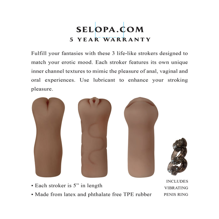 Selopa Party Pack 3-Piece Stroker Pack Dark