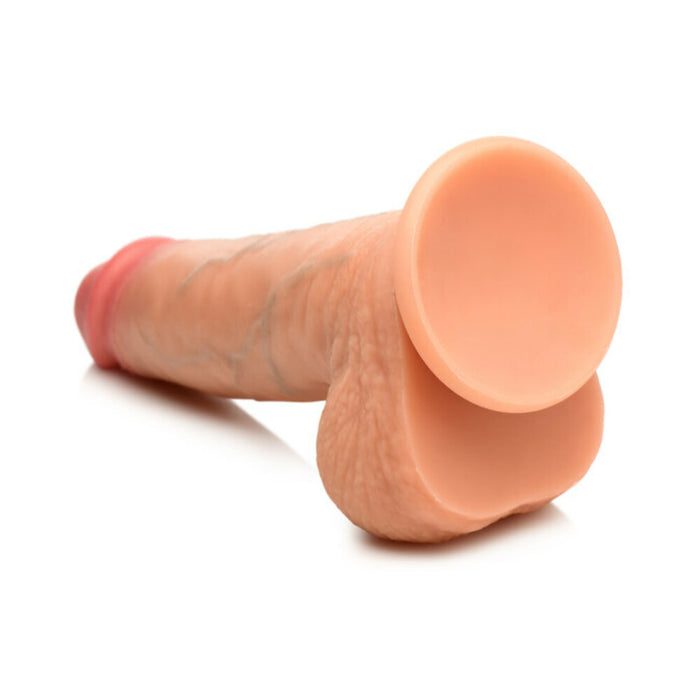 Jock Real Skin Silicone Dildo with Balls 8 in. Light