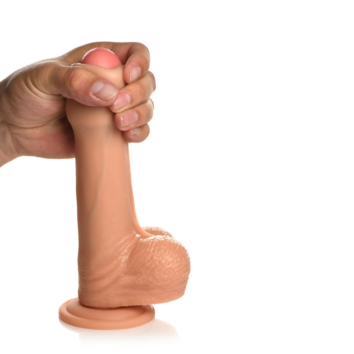 Jock Real Skin Silicone Dildo with Balls 8 in. Light