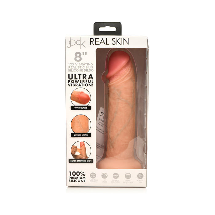 Jock Real Skin Vibrating Silicone Dildo 8 in. Light