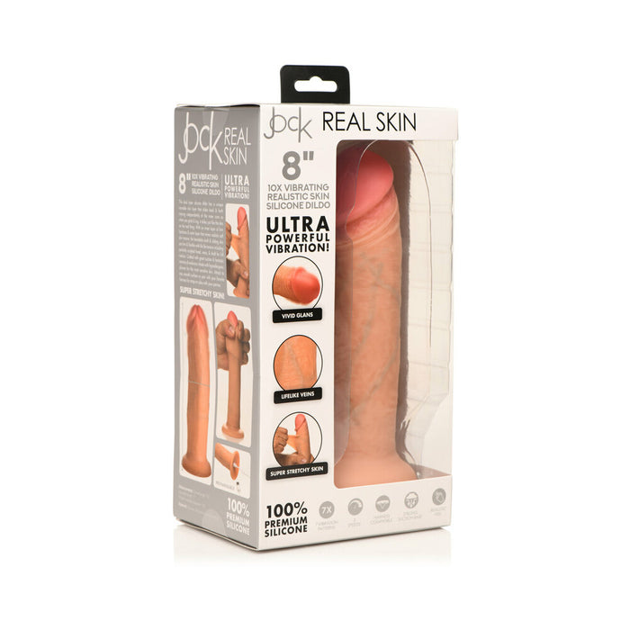 Jock Real Skin Vibrating Silicone Dildo 8 in. Light