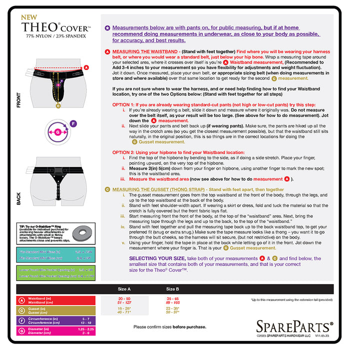 SpareParts Theo Cover Underwear Harness Black (Single Strap) Size B Nylon