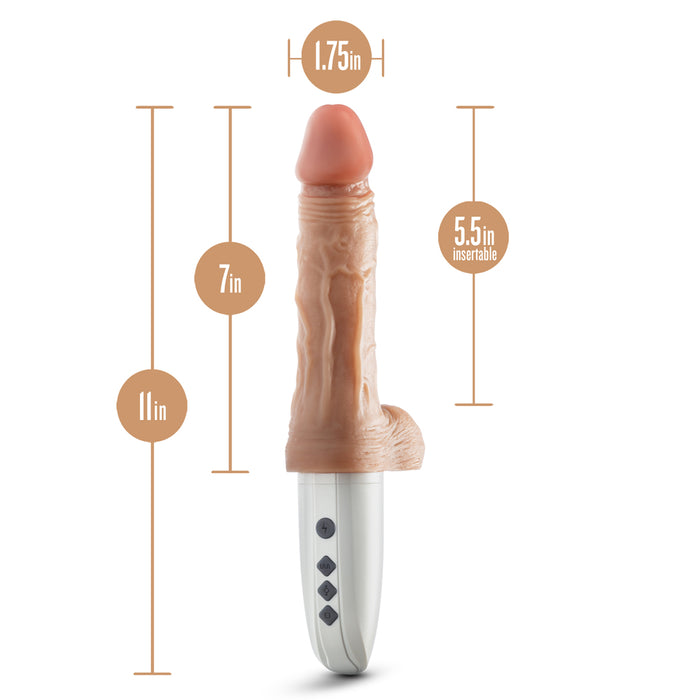 Dr. Skin Silicone Dr. Hammer 7 in. Thrusting, Gyrating & Vibrating Dildo Beige