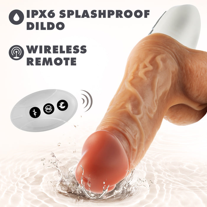 Dr. Skin Silicone Dr. Hammer 7 in. Thrusting, Gyrating & Vibrating Dildo Beige