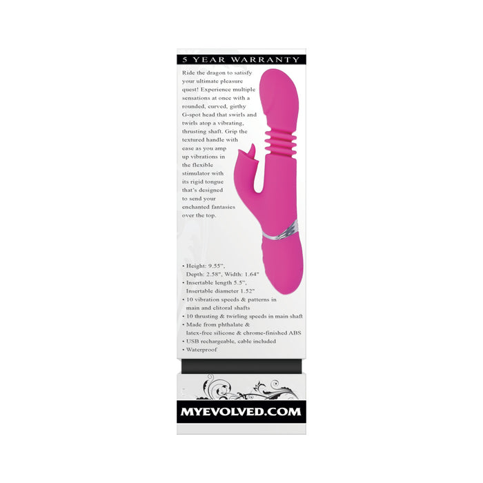Evolved Pink Dragon Rechargeable Thrusting Dual Stimulator Silicone Pink