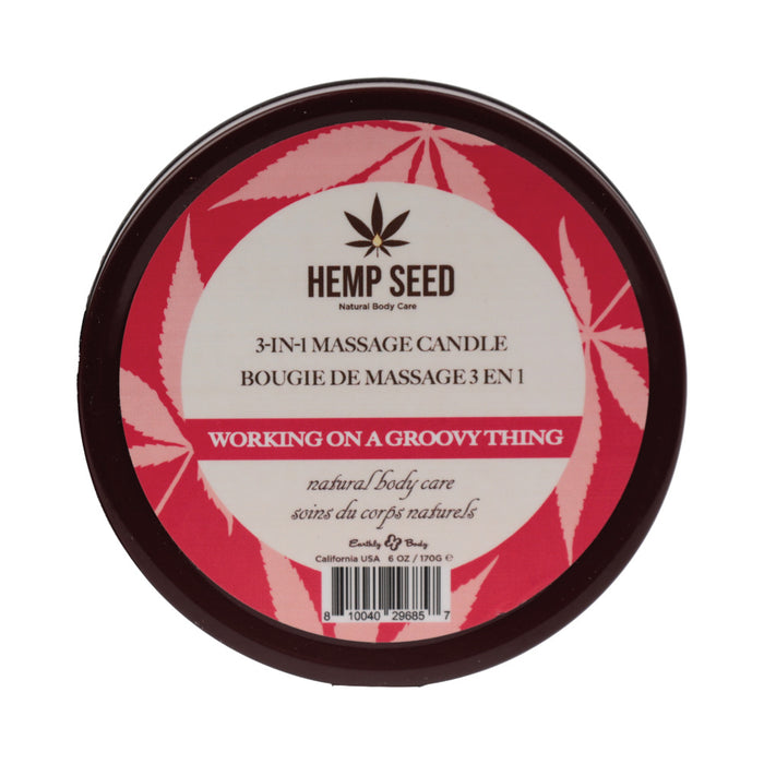 Earthly Body Hemp Seed 3-in-1 Massage Candle Working On A Groovy Thing 6 oz.