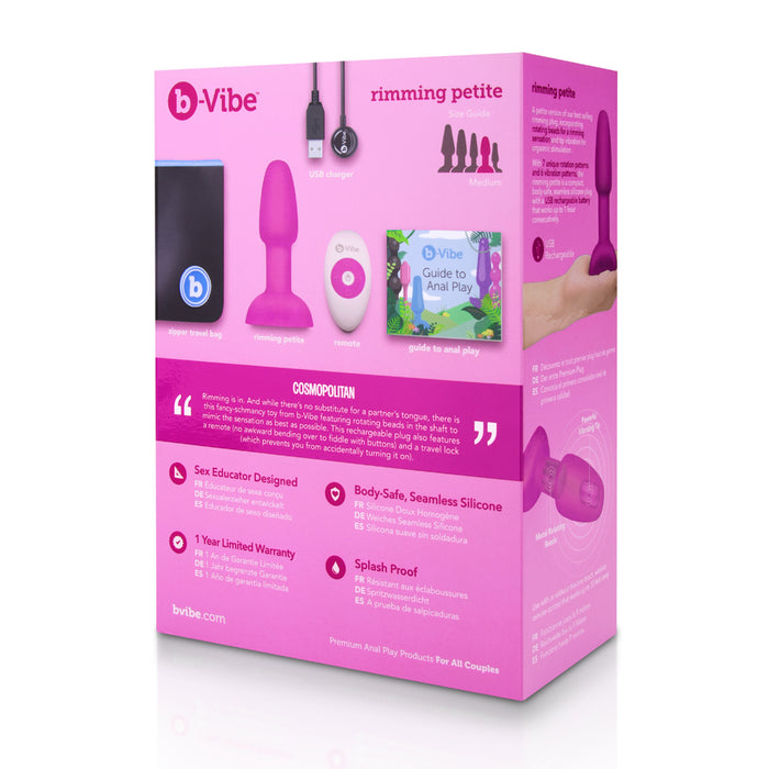 b-Vibe Rimming Petite Rotating and Vibrating Remote Control Plug Fuchsia