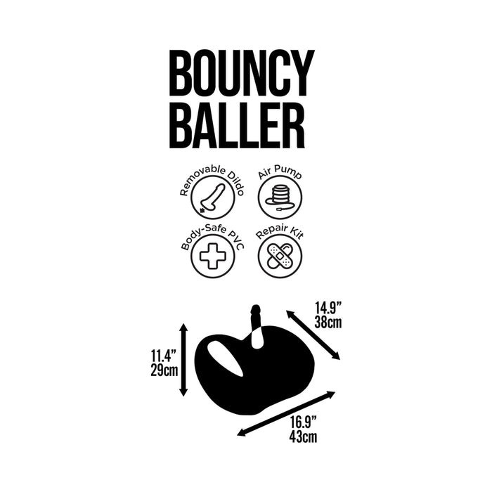 Bouncy Baller Inflatable Cushion with Dildo and Foot Pump