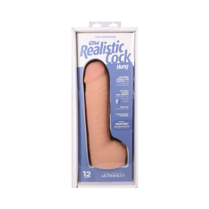 The Realistic Cock Hung 12 in. ULTRASKYN Vac-U-Lock Dildo Vanilla