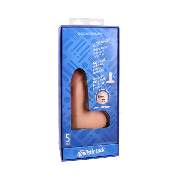 The Realistic Cock 5 in. ULTRASKYN Vac-U-Lock Dildo with Balls Vanilla