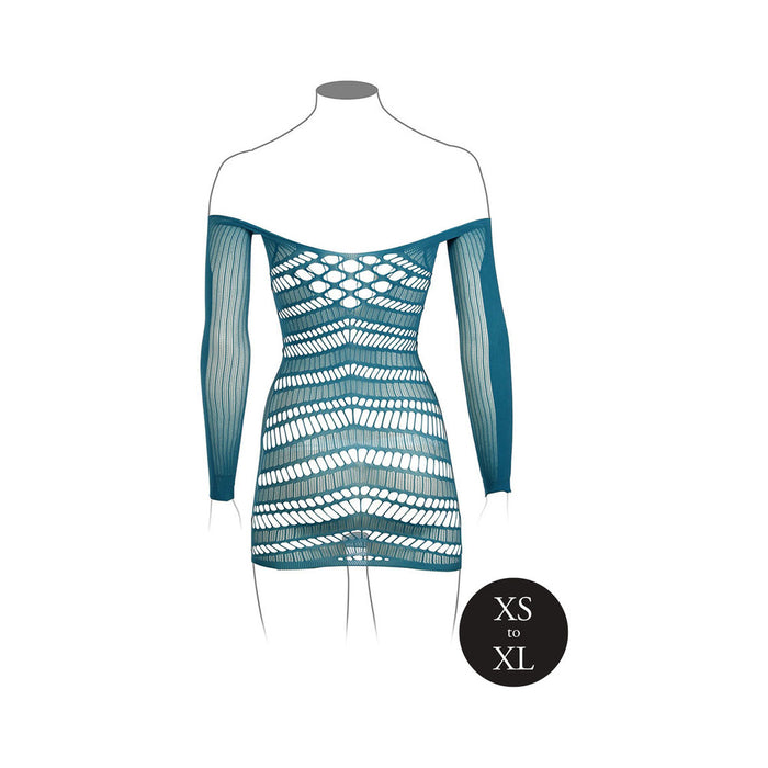Le Desir Long-Sleeved Net Mini Dress Ocean Deep O/S