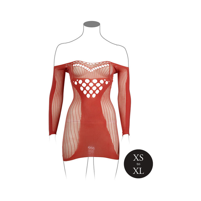 Le Desir Long-Sleeved Net Mini Dress Sunset Glow O/S