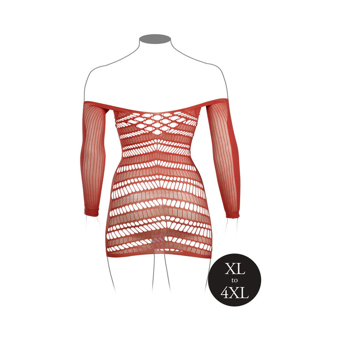 Le Desir Long-Sleeved Net Mini Dress Sunset Glow Queen Size