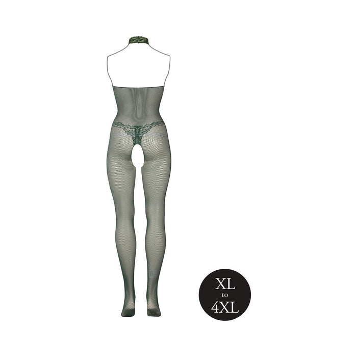 Le Desir Fishnet and Lace Bodystocking Midnight Green Queen Size