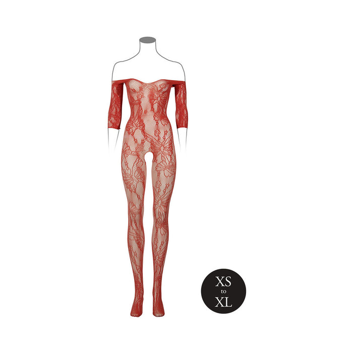 Le Desir Lace Long-Sleeved Bodystocking Sunset Glow O/S