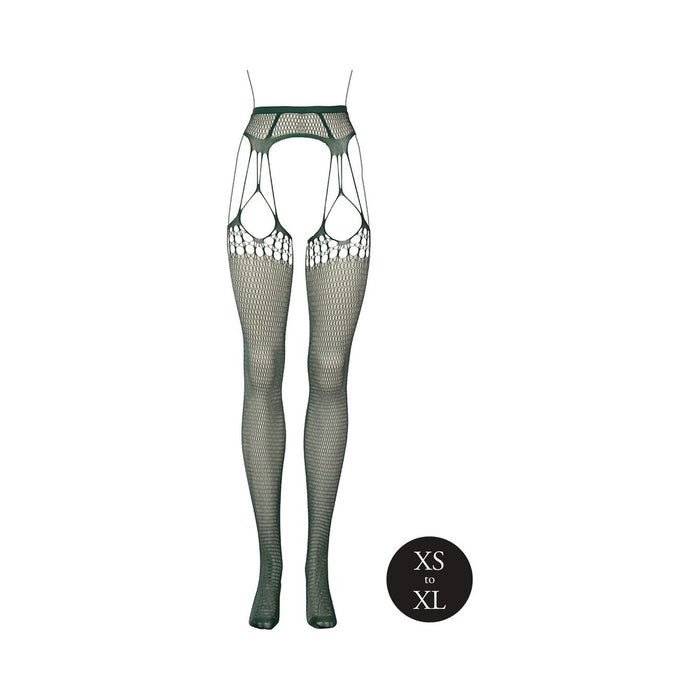 Le Desir Shredded Suspender Pantyhose Midnight Green O/S