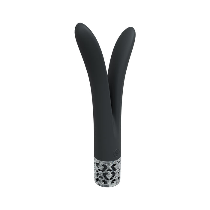 Royal Gems Dueling Queens Silicone Rechargeable Vibrator Black