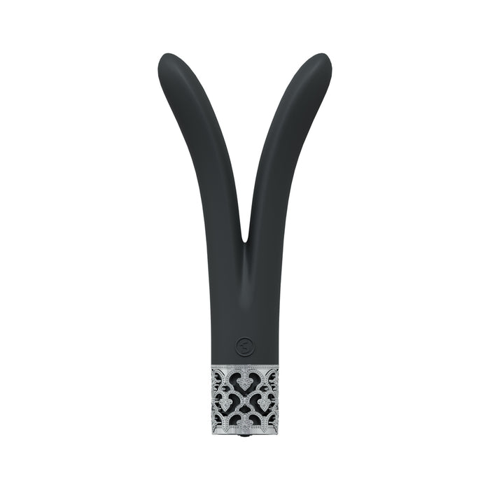 Royal Gems Dueling Queens Silicone Rechargeable Vibrator Black