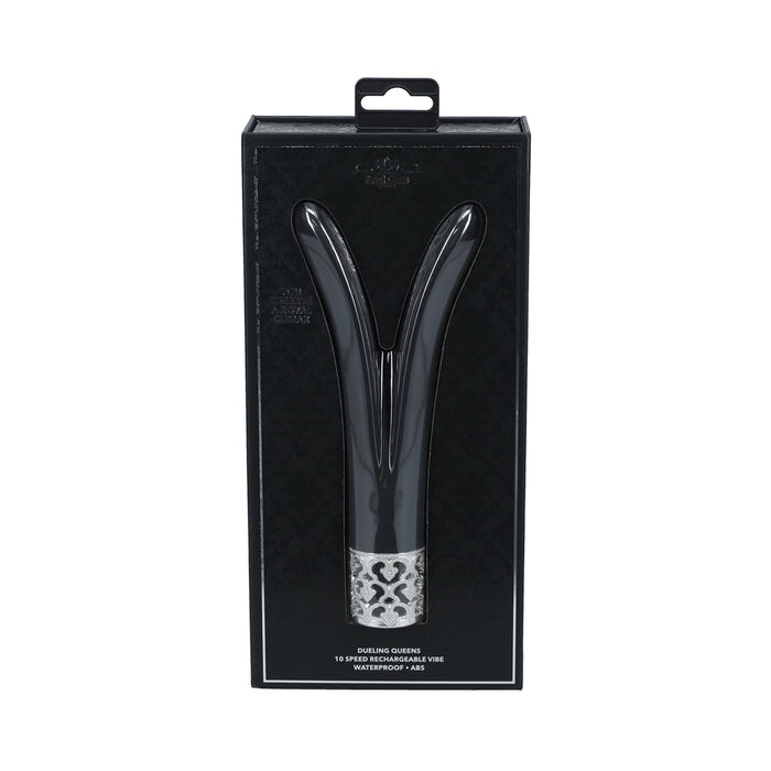 Royal Gems Dueling Queens Silicone Rechargeable Vibrator Black