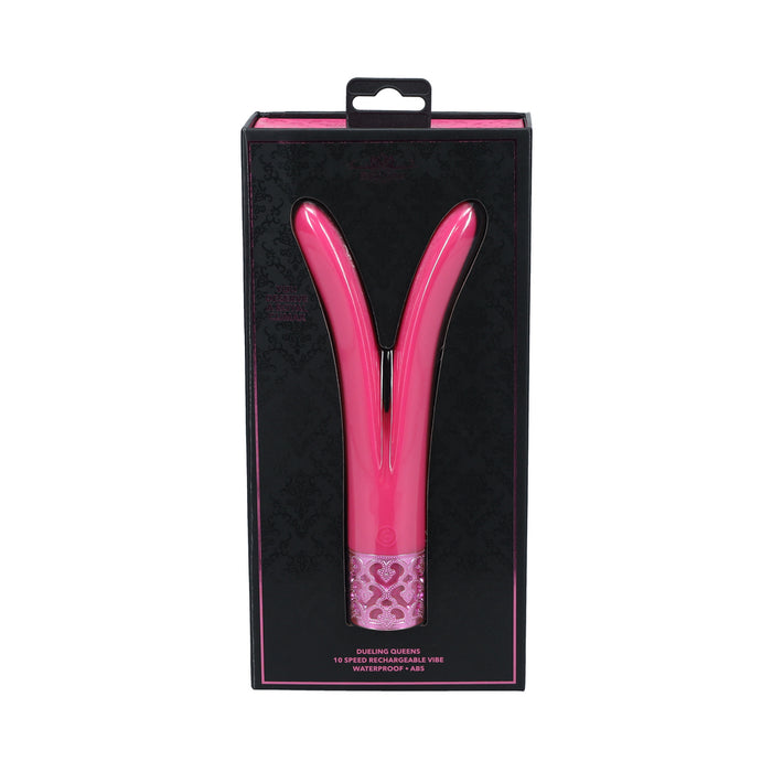 Royal Gems Dueling Queens Silicone Rechargeable Vibrator Pink