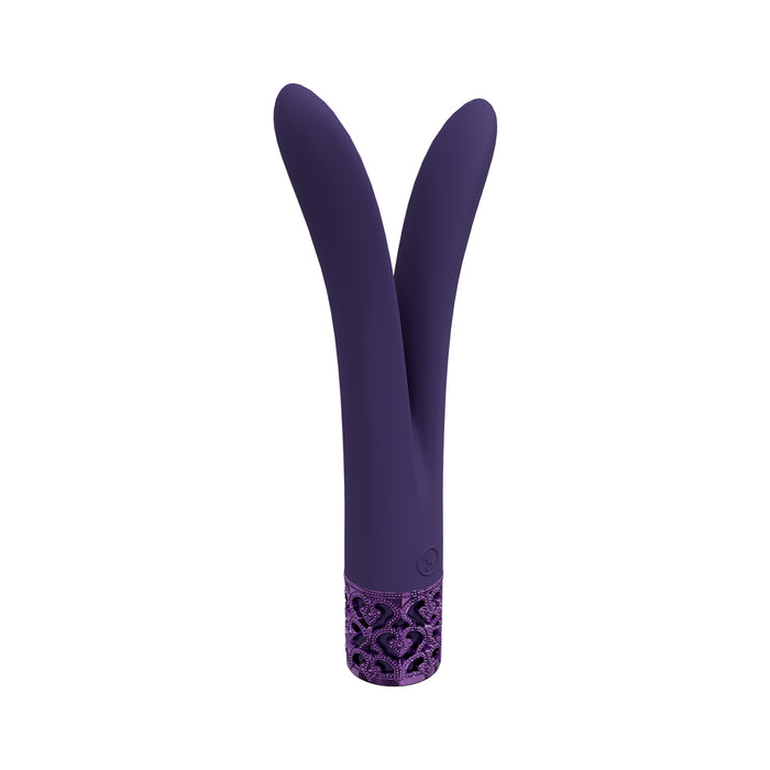Royal Gems Dueling Queens Silicone Rechargeable Vibrator Purple
