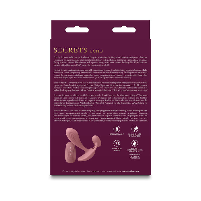 Secrets Echo Insertable Vibe with Remote Dusty Rose