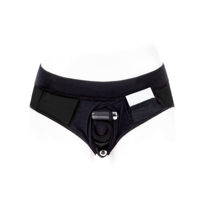 SpareParts Tomboi Cover Brief Style Underwear Harness Nylon Black/Black XS