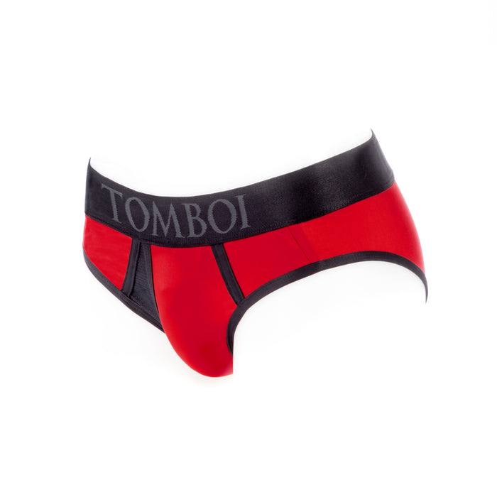 SpareParts Tomboi Cover Brief Style Underwear Harness Nylon Red/Black M