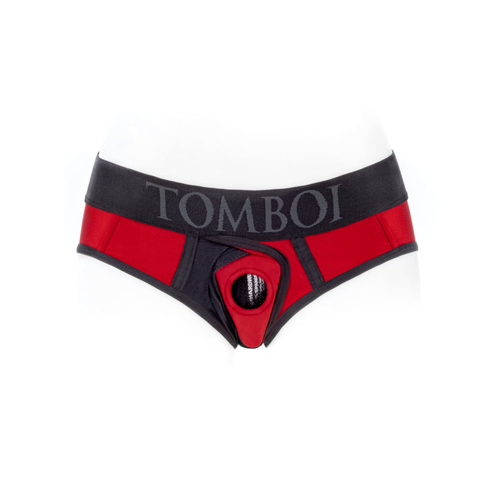 SpareParts Tomboi Cover Brief Style Underwear Harness Nylon Red/Black L