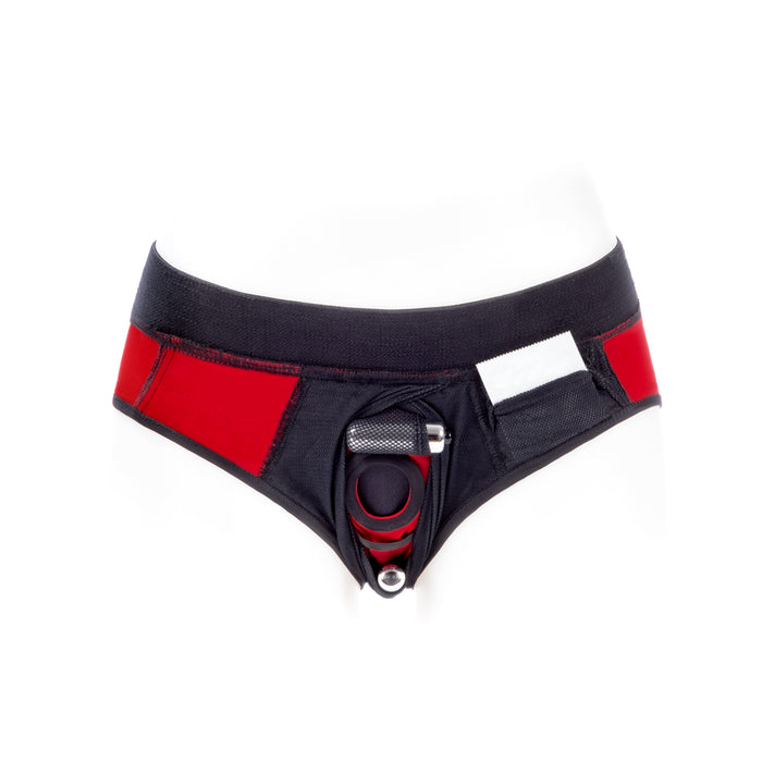 SpareParts Tomboi Cover Brief Style Underwear Harness Nylon Red/Black L